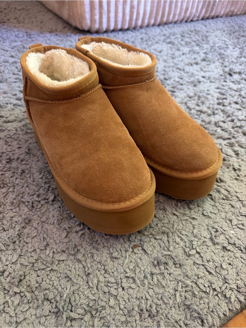 Cozy Suede Slip-On Booties in Chestnut